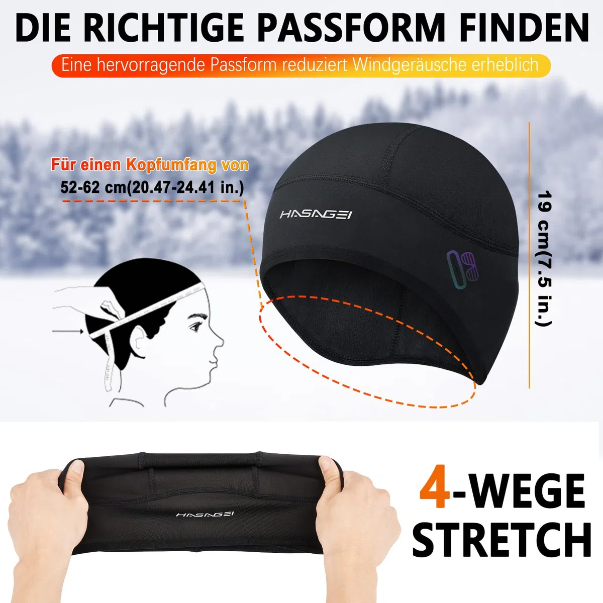HASAGEI Fahrrad Mütze Winddicht Bike Warm Cap Helm-Unterziehmütze für Herren Damen Thermal Atmungsaktive Motorradfahren Radsport-mützen Kletterhelm Skull Cap
