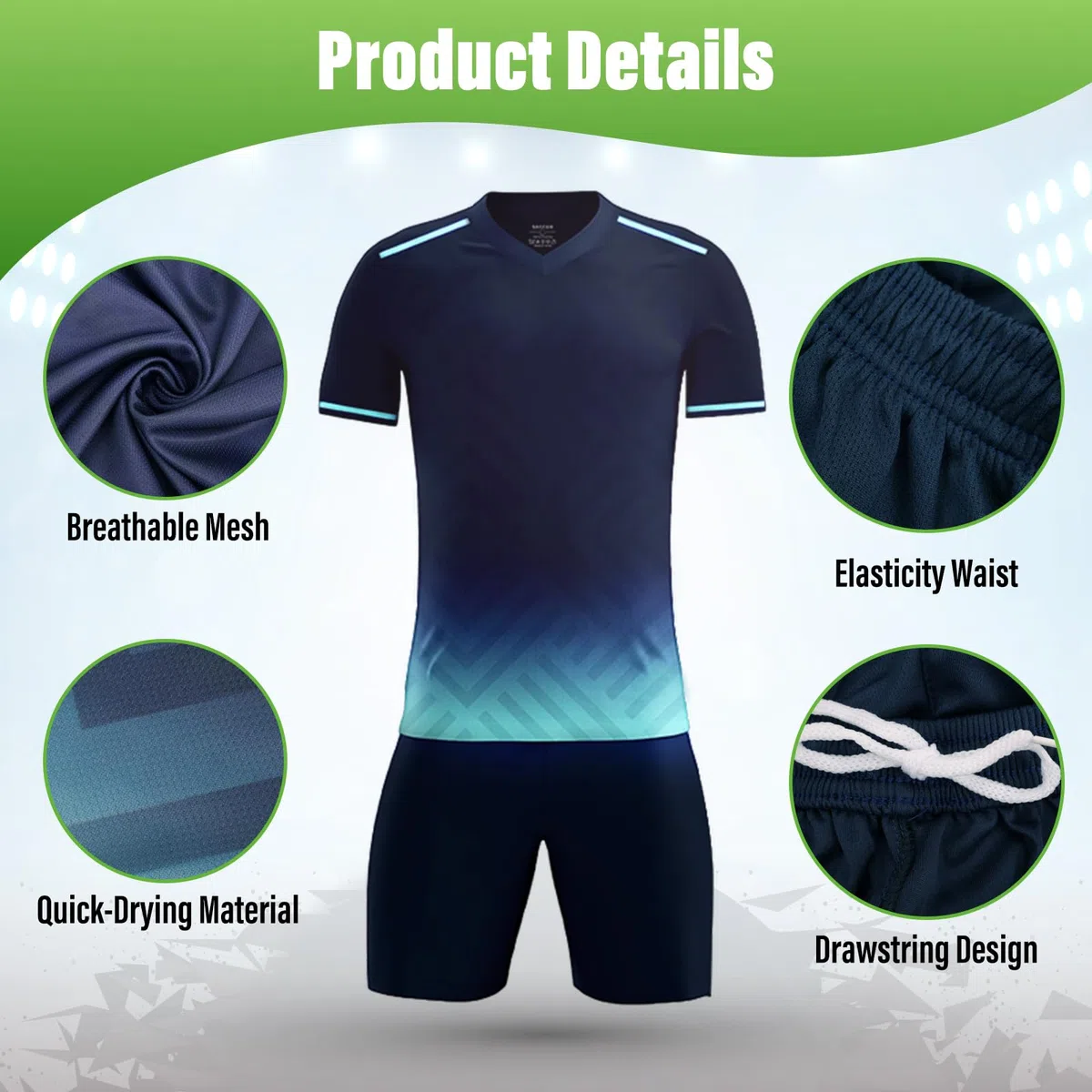 Fußballtrikot Kinder Set Sport, Schnell Trocknende Sportsachen Trikot für Kinder, Fussball Trikot Set Trainingsanzug Shorts und T-Shirt