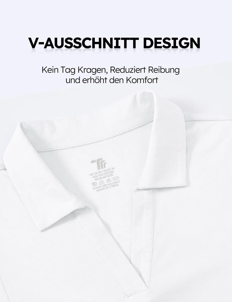 donhobo Damen Poloshirt UPF 50+ Kurzarm Golf Tennis Polo Shirts V-Ausschnitt Tops UV Schutz Schnelltrocknend Sportshirt Casual Sommer T-Shirts