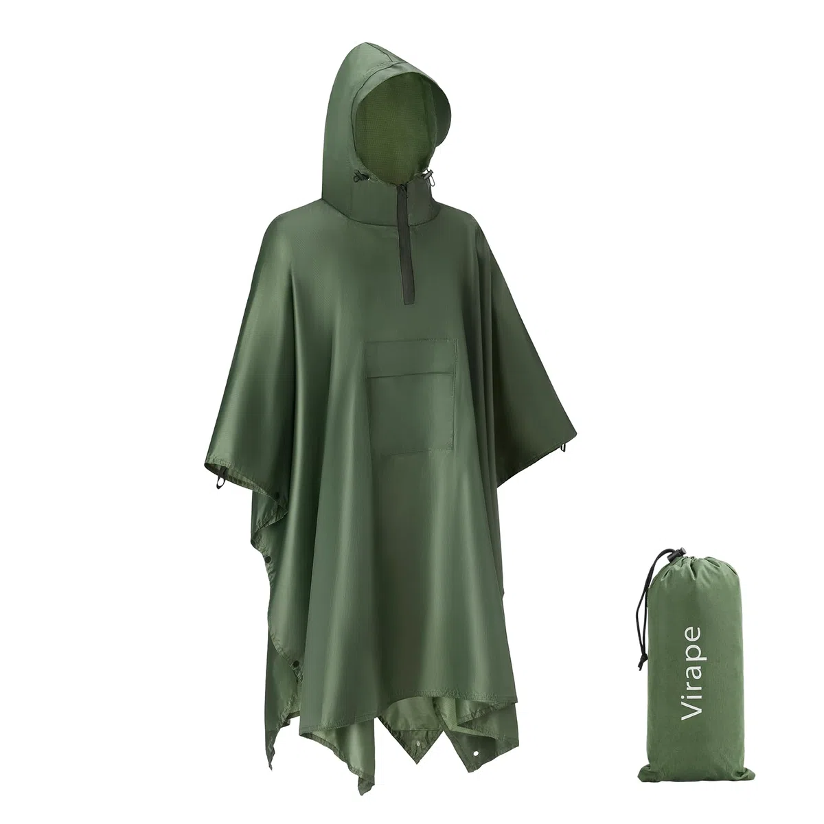 Regenponcho Wasserdicht Wandern Mit Halbzip Leichter Mehrzweck Regencape Mit Rucksack Atmungsaktiv Poncho Herren Damen Hiking Faltbare 3-In-1 Regenmantel Camping