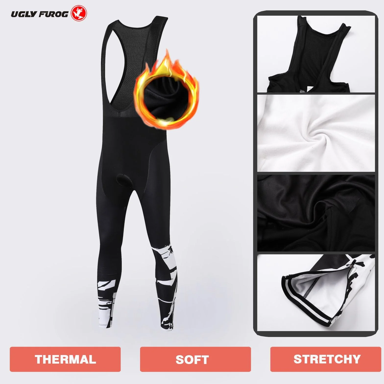UGLY FROG FBAFu Set Langarm Herren Thermische Fleece Winter Fahrradbekleidung Radsportanzüge Fahrradtrikot mit Thermofleecefutter Fahrradhose mit Sitzpolster + 9D Gel für Radfahren MTB Outdoor