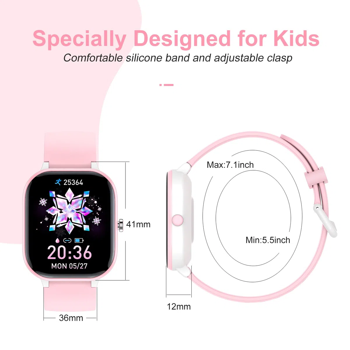 Weiches Silikon-Smartwatch-Ersatzarmband, 16 mm, für Jungen und Mädchen