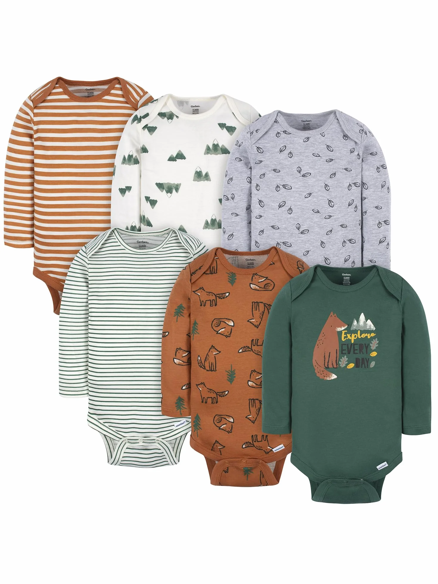 Gerber Baby - Jungen 6-pack Long-sleeve Onesies Bodysuit Baby- und Kleinkind-T-Shirt-Set (6er Pack)