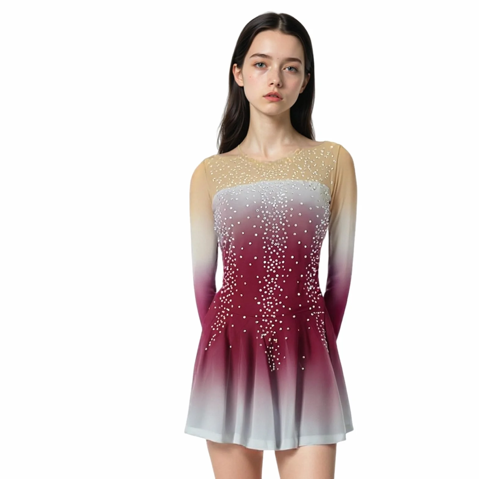 LIUHUO Eiskunstlauf-Kleid für Mädchen, Wettkampf-Performance, Kinder und Erwachsene, acht Farbverläufe