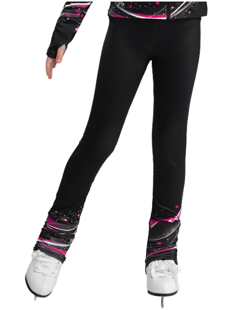 Mädchen Eislaufhose Glitzer Mit Strass Kinder Thermo Eiskunstlauf Leggings Mit Innenfleece Für Gymnastik Sport Training Ice Skating