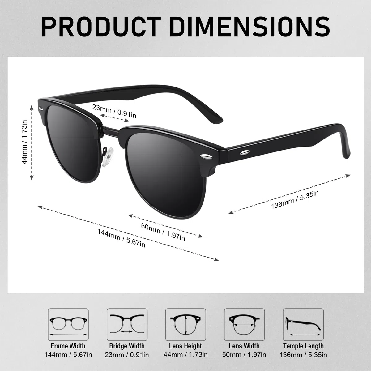 GQUEEN Horn Gestell Halbrahmen Retro Polarisiert Sonnenbrille Herren Damen