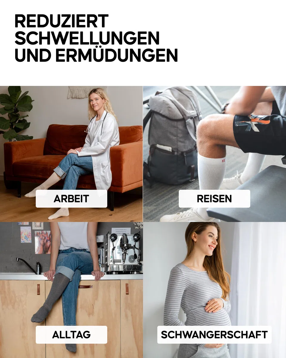 DANISH ENDURANCE Medizinische Kompressionsstrümpfe aus Bio-Baumwolle, 14-18 mmHg, Stützstrümpfe, Kompressionssocken, Thrombosestrümpfe Flug, Schwangerschaft, Laufen, Damen & Herren, 1 oder 3 Paar