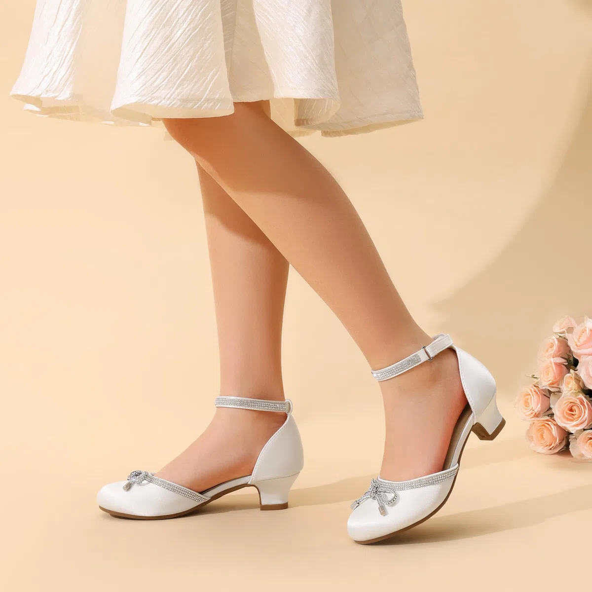DREAM PAIRS Mädchen Prinzessin Schuhe Pumps mit Fesselriemchen Blumenmädchen Kleiderschuhe für Hochzeit, Party