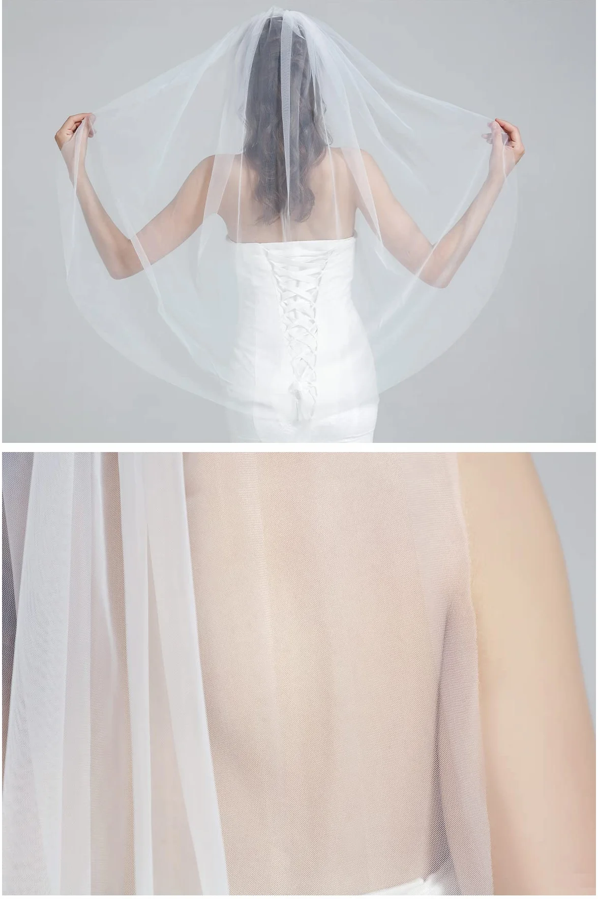 BEAUTELICATE Schleier Brautschleier Braut Hochzeit Softtüll Weiß Ivory Lang Kurz Ellbogenlang Mit Metall Kamm 1 Schicht V67