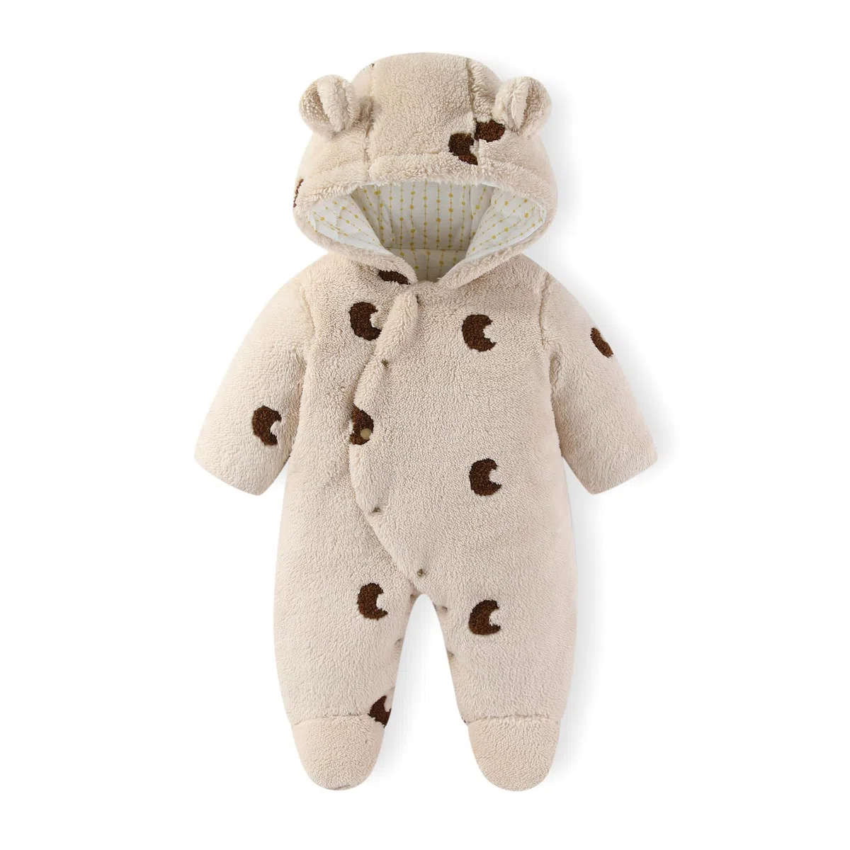 WYTbaby Baby Winter Schneeanzug Kleinkind Overall Winterstrampler mit Füßen Fleece Winteranzug mit Kapuze Neugeborenes Jumpsuit für 0-12 Monate
