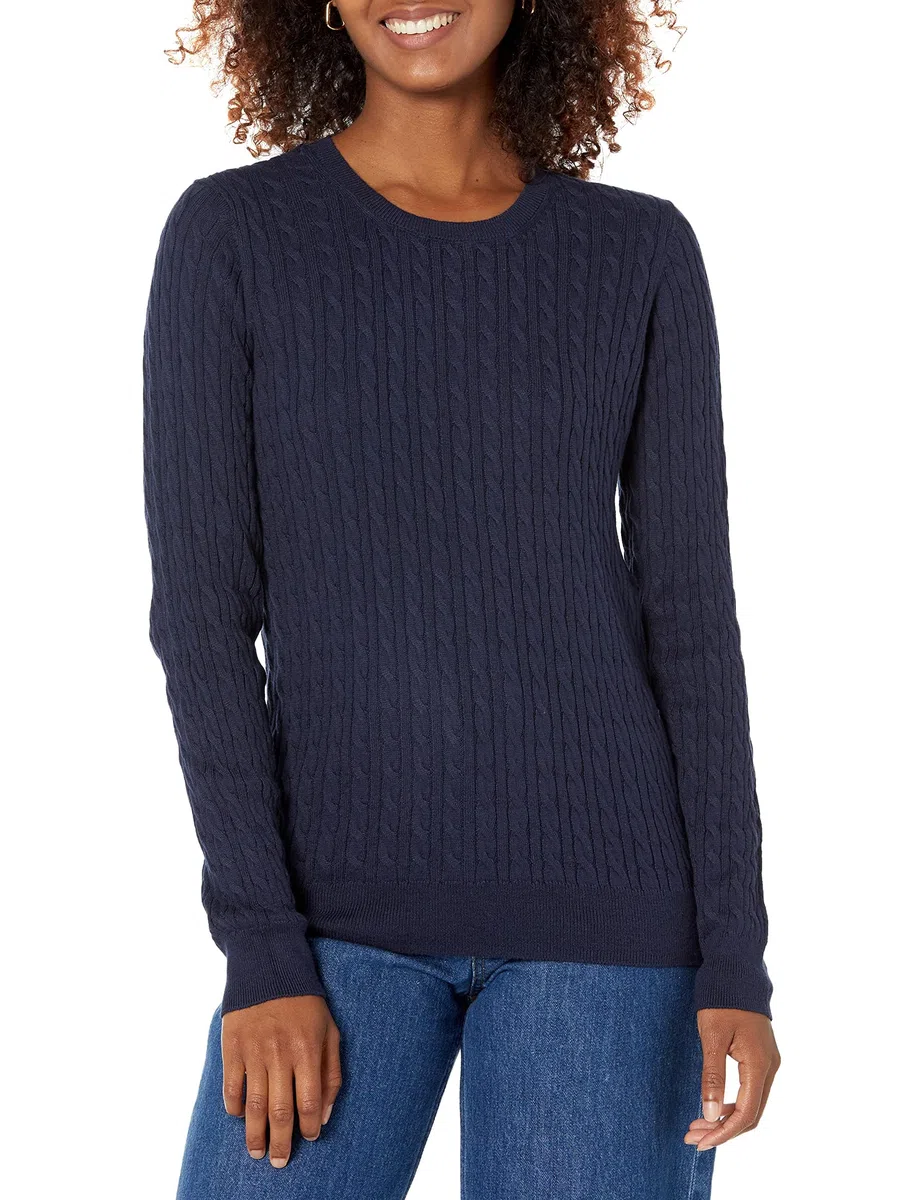 Amazon Essentials Damen Leichter Langarmpullover Mit Zopfmuster