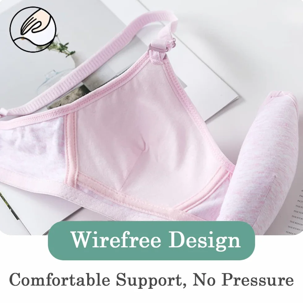 Teenager Mädchen BH 3er Baumwolle Sport Softbra Bralette Ohne Bügel Nahtlose Gepolsterte Unterwäsche mit abnehmbaren Pads für 12-18 Jahre Kinder und Damen
