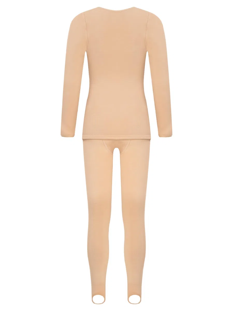 Mädchen Thermounterwäsche Set Innenfleece Langarm Oberteil Strumpfhose Mit Fuß/Steigbüge Kinder Unterwäsche Set Für Ballett Tanz Täglich