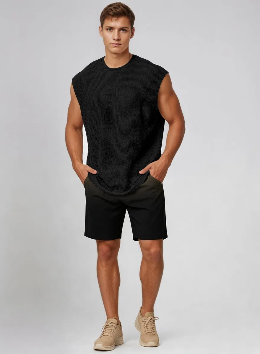 Tank Top Herren Texturiert Ärmellos Oversize Fitness Streetwear in vielen Farben und Größen