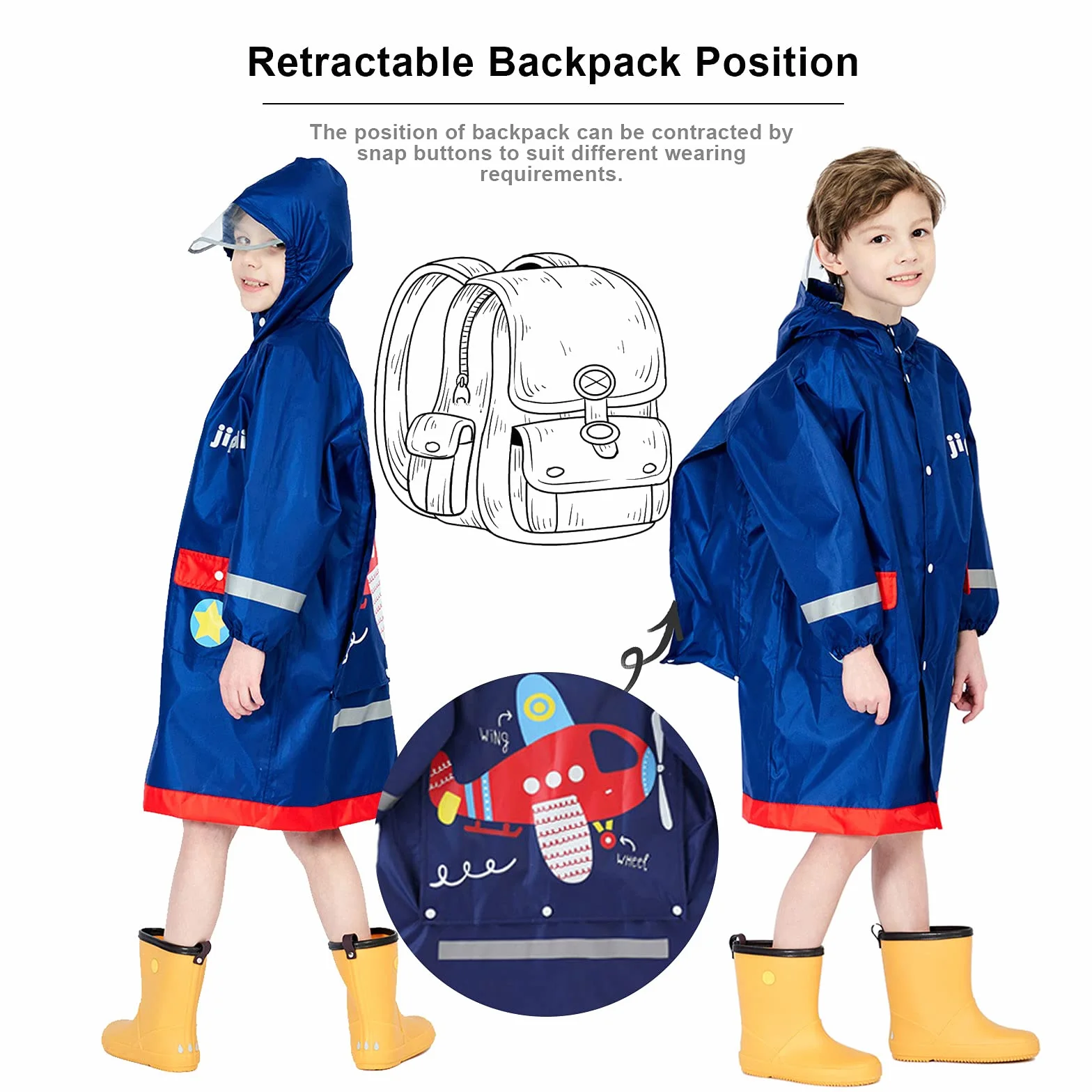 Kinder Regenmantel Mädchen Jungen Regenponcho Regenanzug Regenjacken Atmungsaktiv Wasserdicht Einteilig Leicht Outdoor Overall Regen Softshelljacke Sport Schulaktivität Unisex 3-12 Jahre