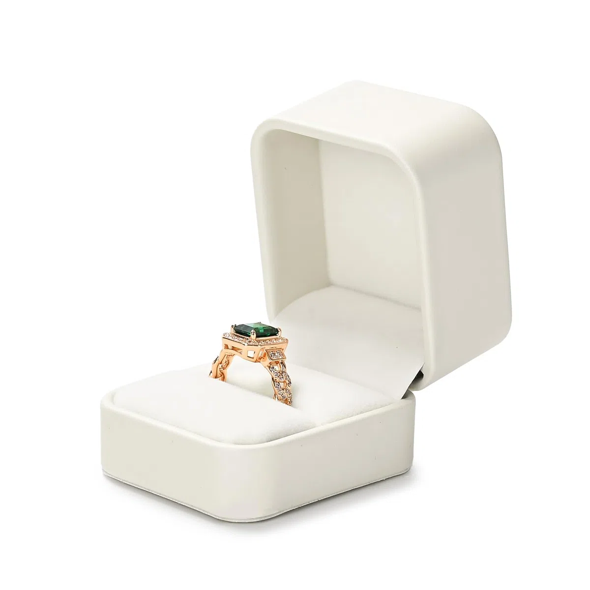 Oirlv PU Leder Beige Klassisch Ringbox Verlobungsring Box,Ringschatulle für Hochzeit,Vorschlags