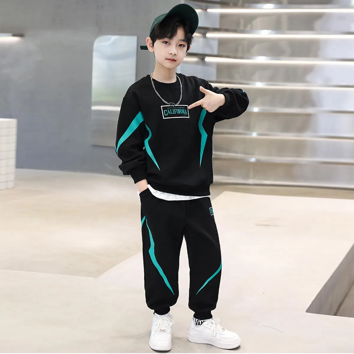 linboo Trainingsanzug Kinder Jungen Bekleidungsset 2tlg Jogging Anzug Hoodie und Hose Sport Kleidung Set Freizeitanzug