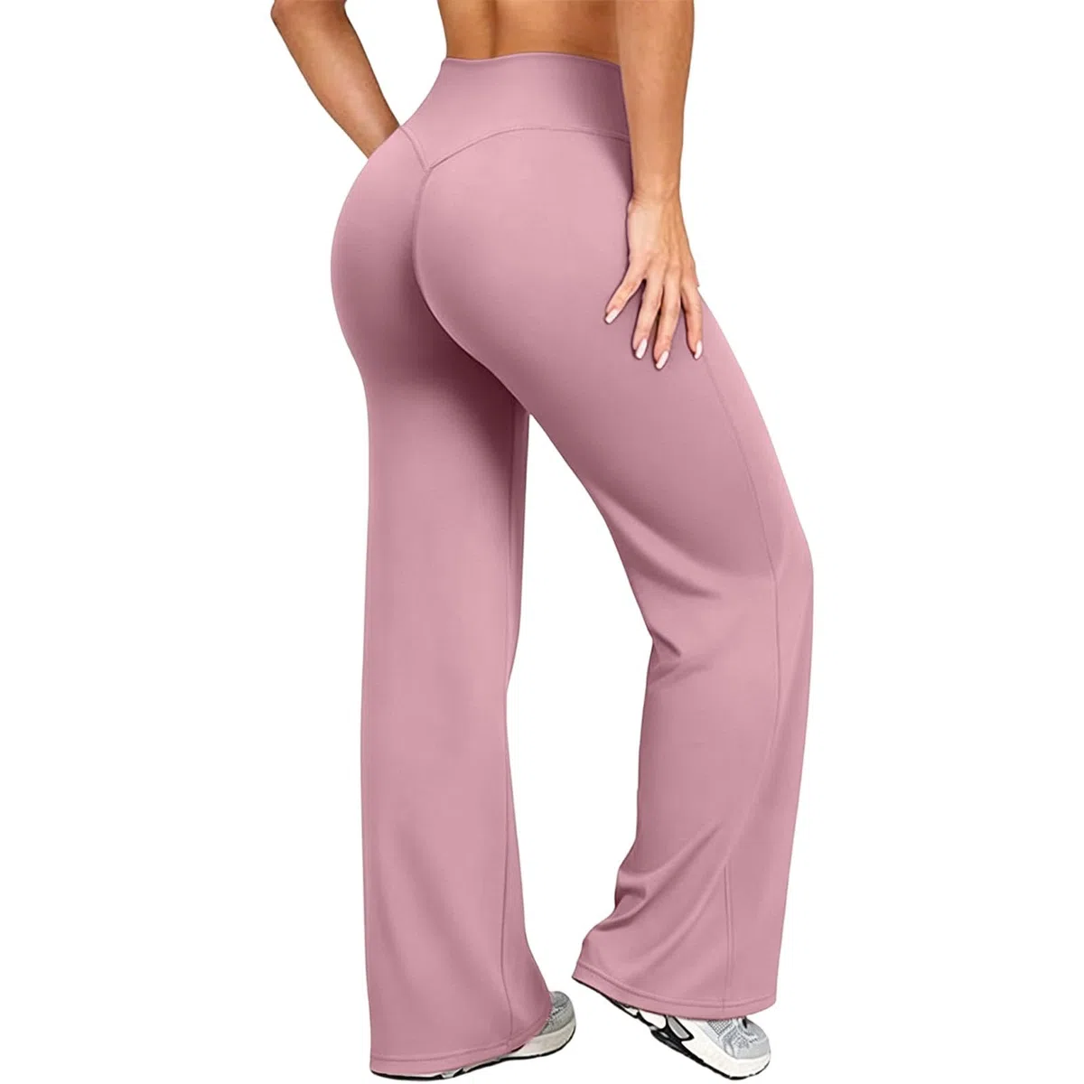 Generisch Damen Bootcut Yogahose mit Hoher Taille, Stretch Sporthose aus Polyester, Weites Bein, Po-formend