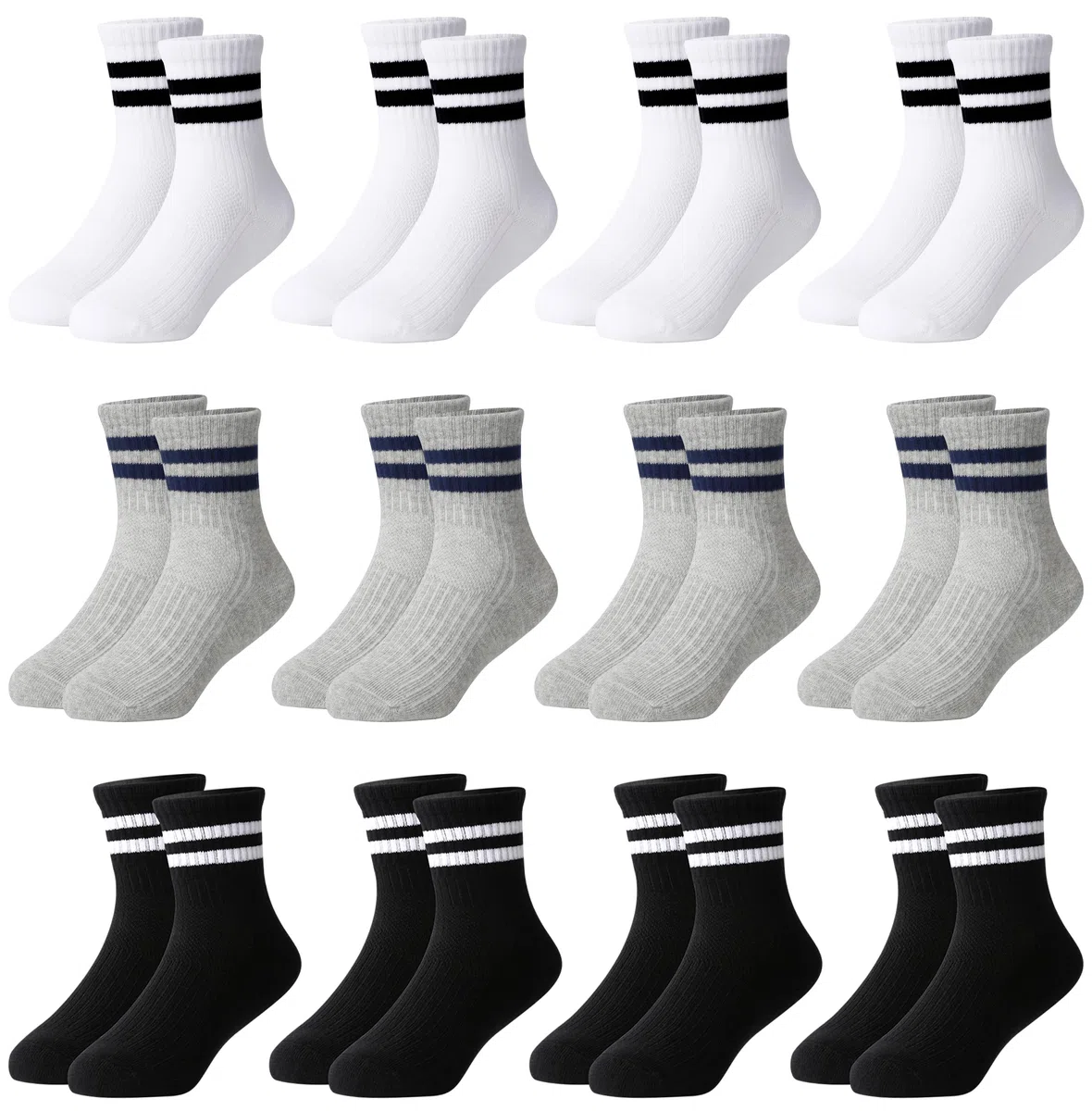 12 Paar Socken Jungen Tennissocken Kinder Kindersocken Jungen Mädchen Sportsocken Unisex Baumwolle Socken