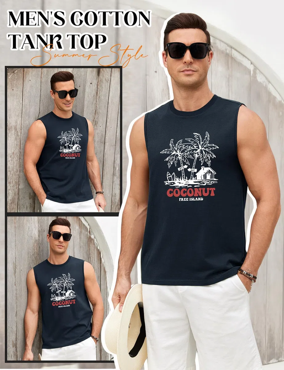 heekpek Tank Top Herren Ärmelloses Unterhemd Sommer Achselshirts Baumwolle Muskelshirts Männer Trägershirt Sport Gym Fitness Beach