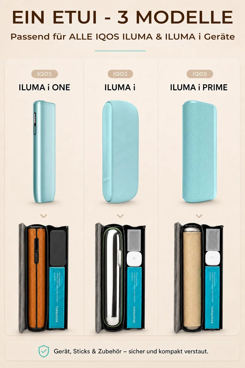 [15+ FARBEN] e-smoQ Etui für IQOS ILUMA i & ILUMA – Hülle für IQOS Zubehör, Tasche auch für ILUMA Prime (grau)