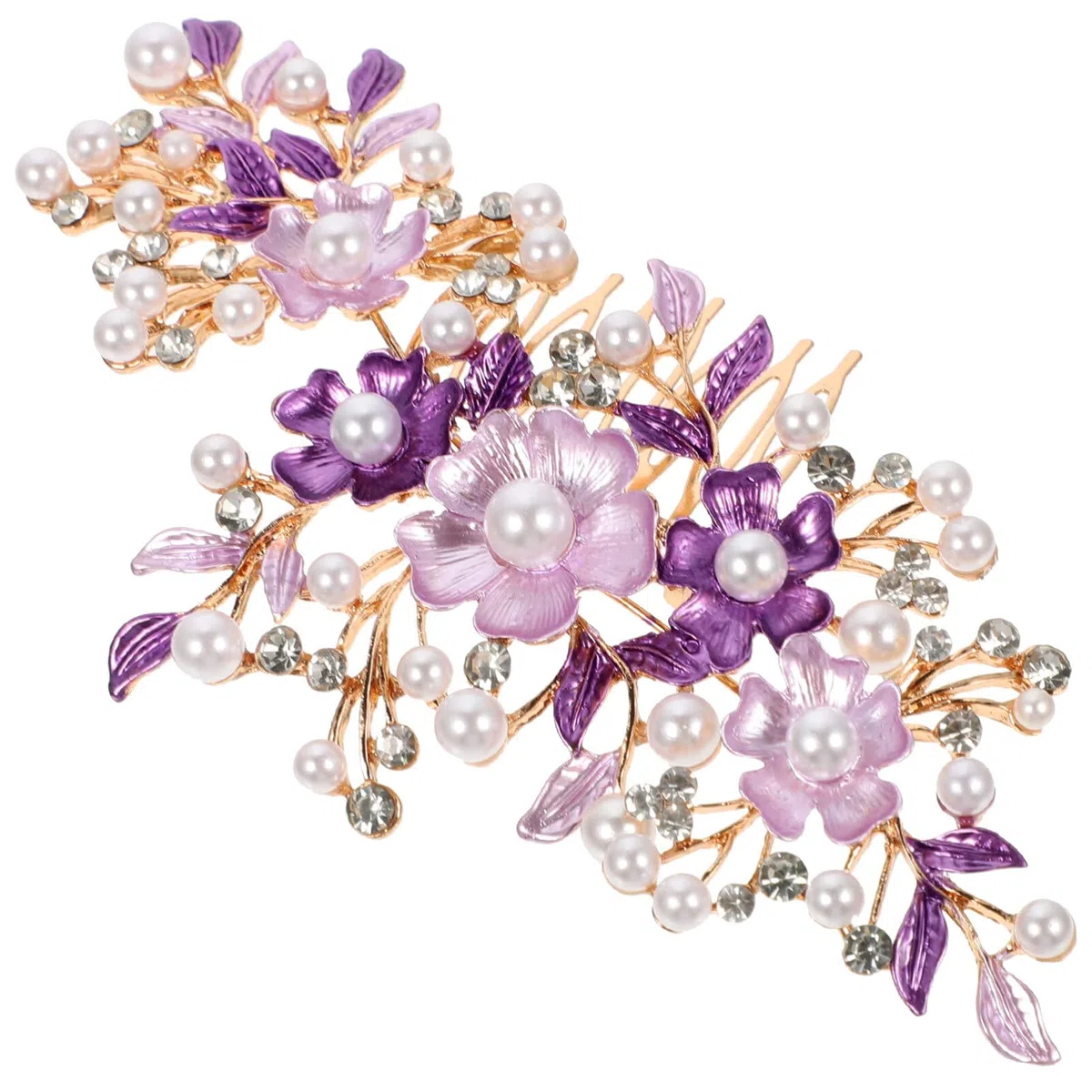 Kichvoe Braut Haarkamm Mit Perlen Und Floralen Blumen Eleganter Seitenkamm Für Hochzeit Leichtes Haarschmuck Zubehör Für Brautjungfern Und Festliche Anlässe 6.10X2.76X0.39 Zoll