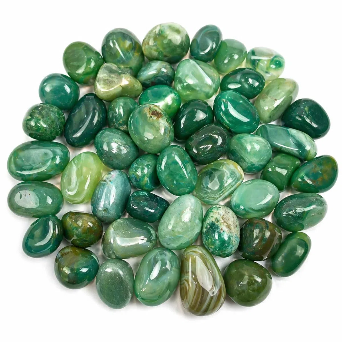 Perlin Achat Edelsteine Grün Trommelsteine 100 Stück 20 mm 25 mm Naturstein Dekosteine Groß Halbedelsteine Nugget ohne Loch Deko Meditation Chakra Geschenk Glückssteine