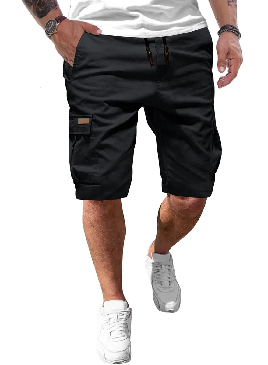 JMIERR Herren Cargo Shorts Baumwolle Sommer Freizeithose mit Taschen