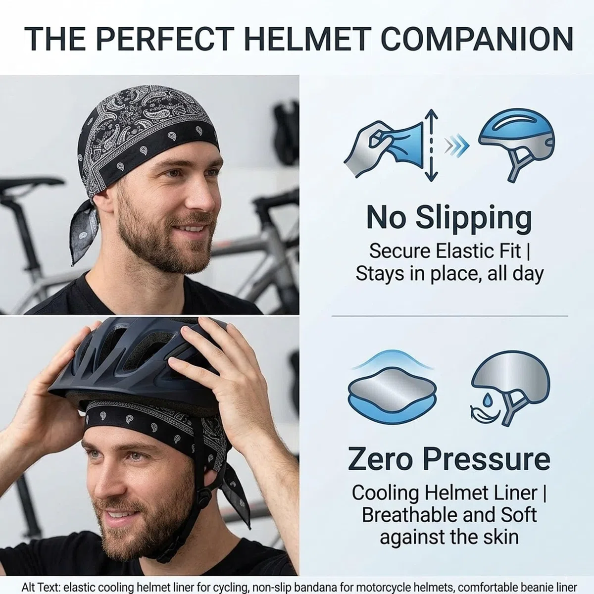 Generisch 5 Stück kühlendes Kopftuch Bandana, elastische Passform 55-60cm, schnelltrocknend und atmungsaktiv, praktisches Helm-Innenfutter, vielseitiger Kopfwickel für Sommer, Sport, Laufen, Reiten