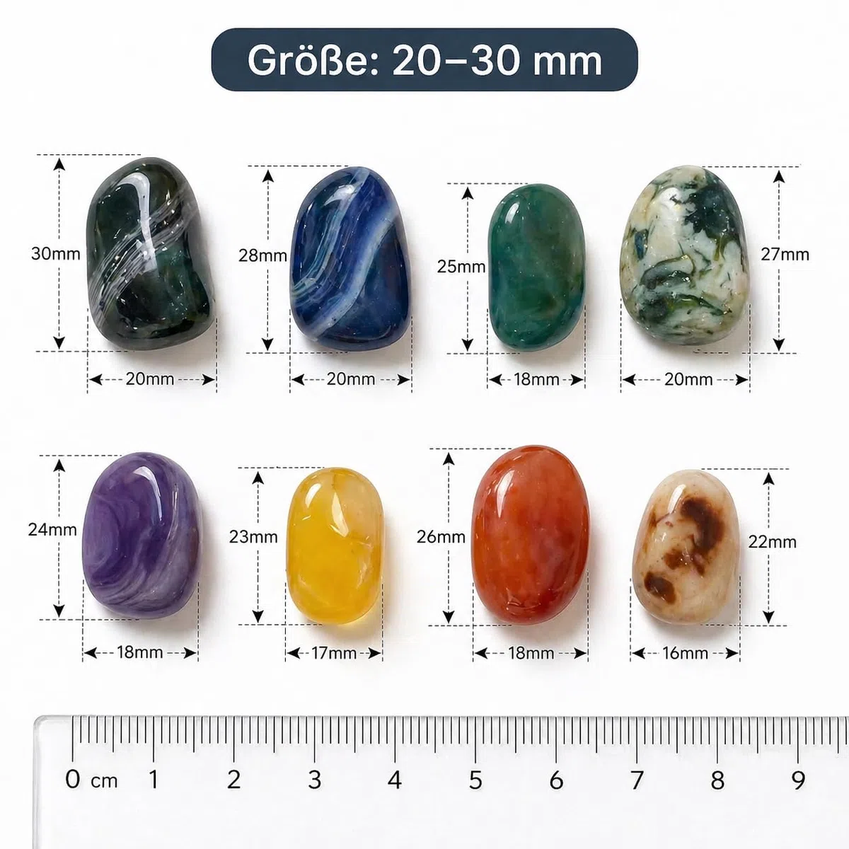 Perlin Achat Edelsteine Grün Trommelsteine 100 Stück 20 mm 25 mm Naturstein Dekosteine Groß Halbedelsteine Nugget ohne Loch Deko Meditation Chakra Geschenk Glückssteine