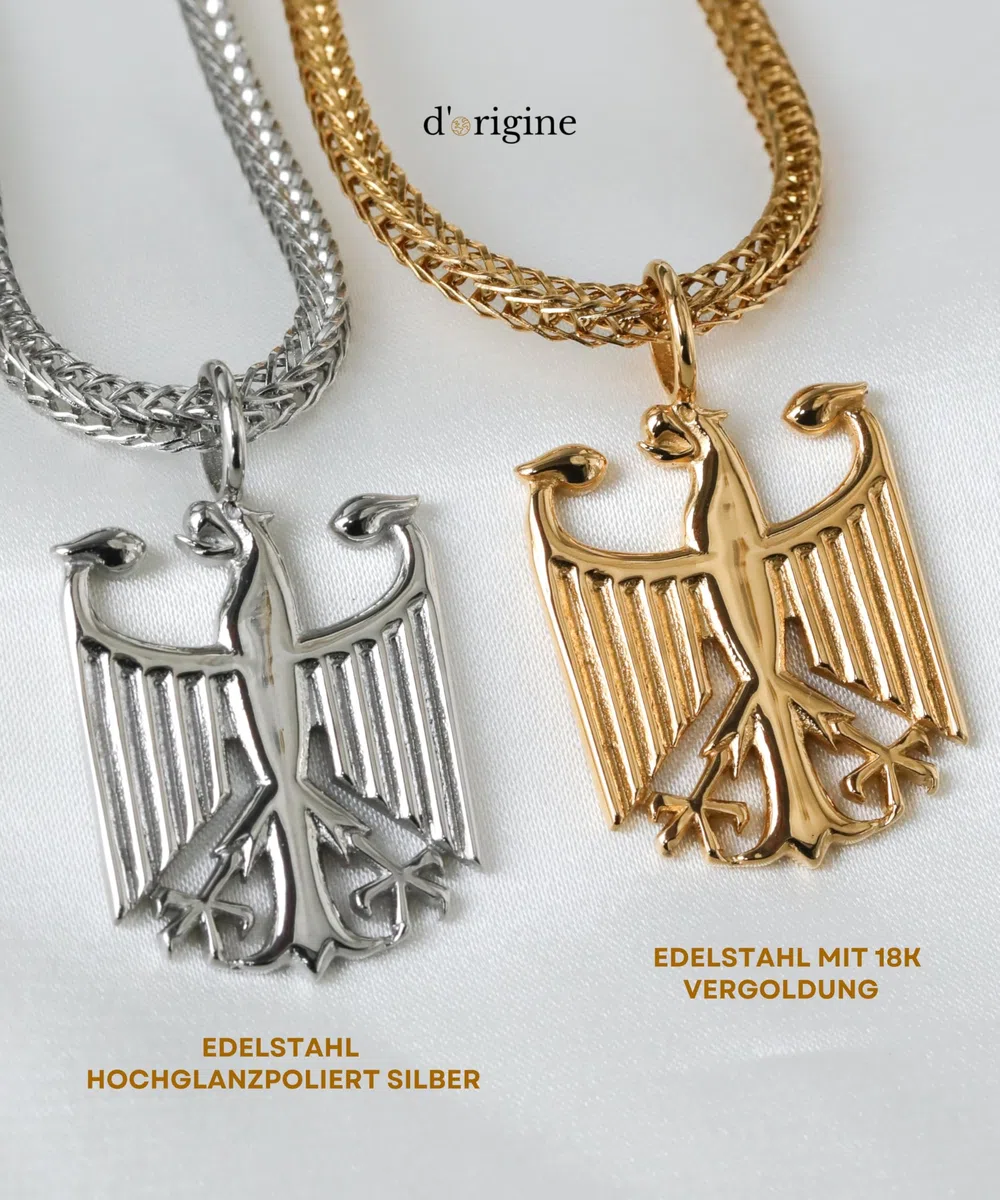 Deutschland Kette Herren – Bundesadler Adler Anhänger Halskette Edelstahl