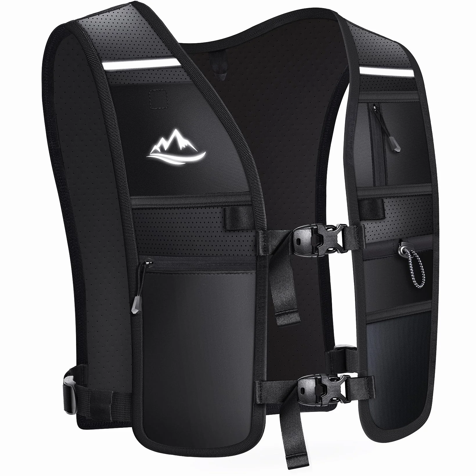 ISEYOU Ultraleicht Laufweste, Reflektierender Trinkrucksack für Damen und Herren, Trail Rucksack Trinkweste, Verstellbarer Running Vest Fahrradrucksack für Läufe, Jogging, Radfahren, Marathons