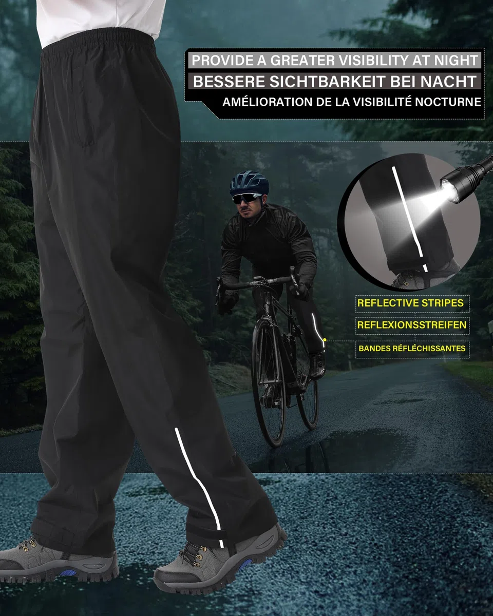 Coutyuyi Regenhose für Herren wasserdichte Leichte Überziehhosen Verpackbare Winddichte Outdoorhose zum Golf Arbeit Wandern