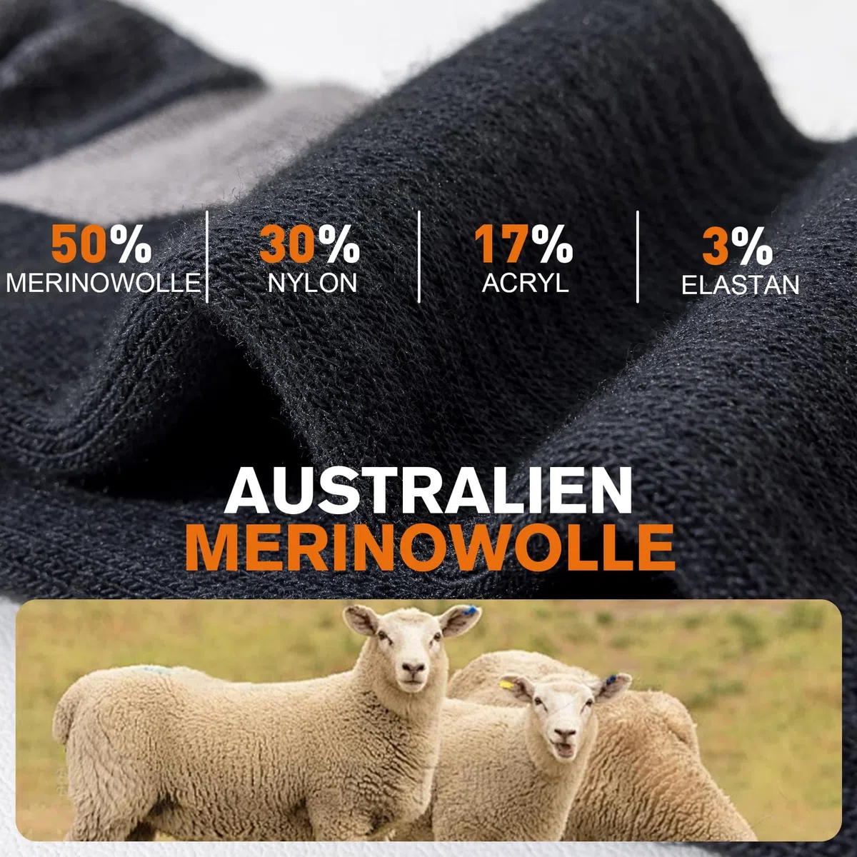 Niorasen Merino Wandersocken Herren Damen, Sommer Outdoor Socken Trekkingsocken, Merinowolle Socken, Sportsocken Laufsocken Tennissocken Arbeitssocken Atmungsaktiv Anti-Blasen & Gepolstert 3 Paar
