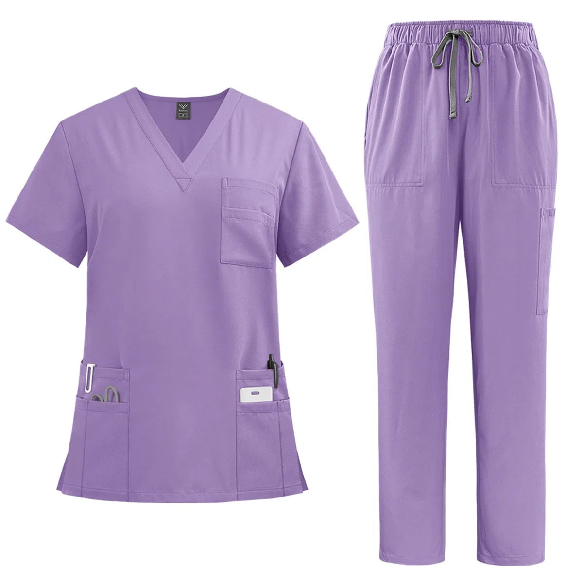 Generisch Damen Medizinische Arbeitskleidung Set Waschbar Krankenschwester Medizinische Uniform Kurzarm Oberteil Mit Hose
