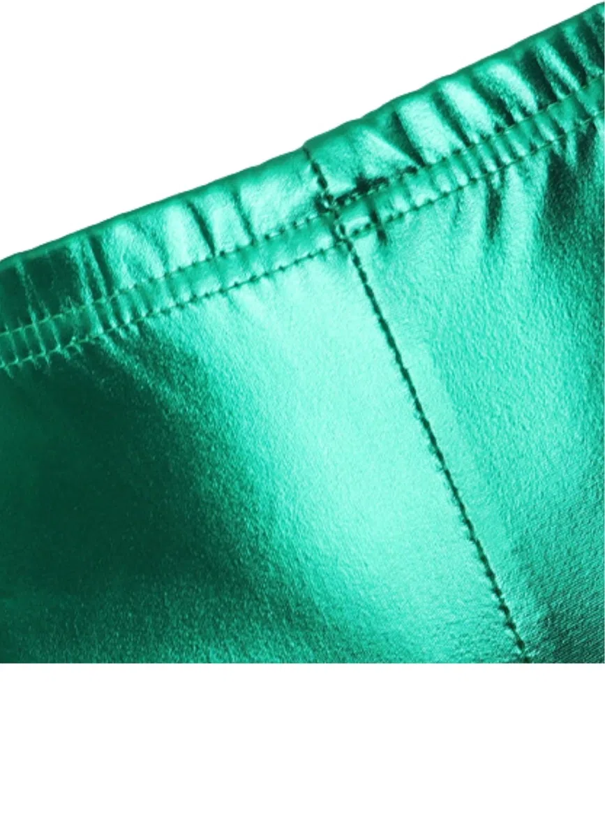Mädchen Elastische Taille Glänzend Metallic Tanz Shorts Kinder Ballett Athletic Fitness Hotpants Skinny für Performances Kostüm