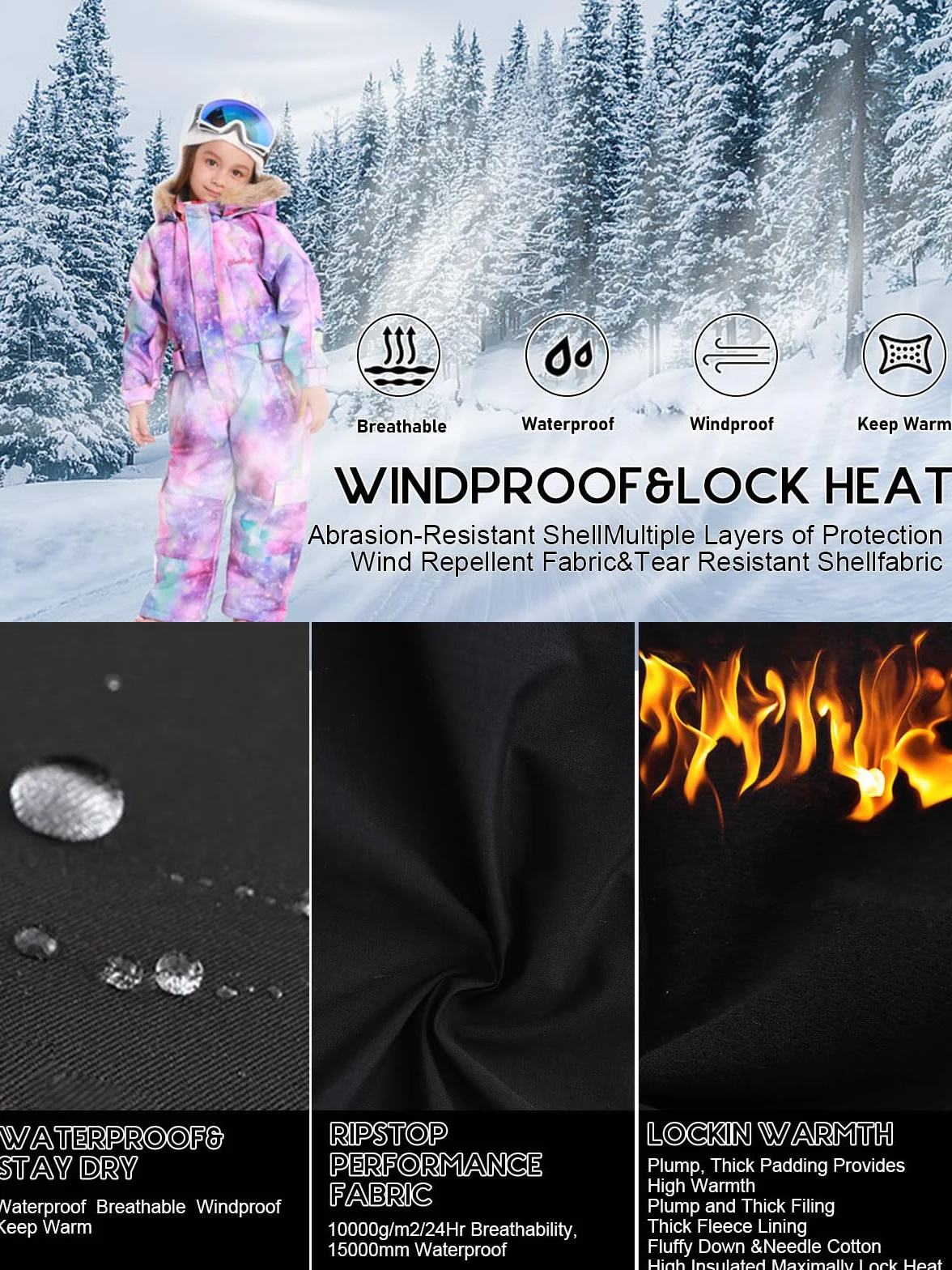 BUMDEEP Kinder Baby Einteiler Schneeanzug Overall Skianzug Jacken Mäntel Jumpsuits Winter Outdoor Wasserdicht Snowboarden