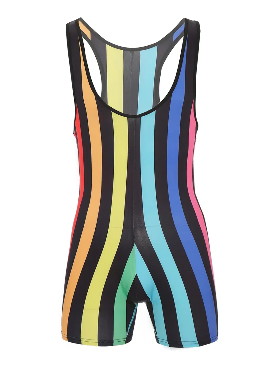 Doomiva Herren Body Einteiler Overall Ärmellos Tank Top Sportbody Männer Streifen Gymnastikanzug Sport Workout Bodysuit Sportwear