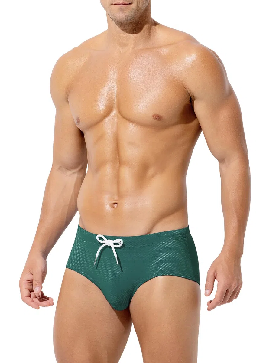 Herren Badeslip Eng Kurz mit Tunnelzug, Schnelltrocknend Elastische Badehose für Strand, Schwimmbad & Wassersport