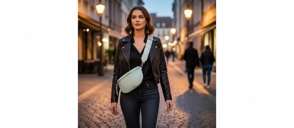 Bauchtasche Damen stylisch Umhängetasche Hüfttasche Bodybag Gürtel Crossbody Bag Schultertasche mit Verstellbaren Gurt 25 (Mint, M / 28 x 18 x 9 cm)