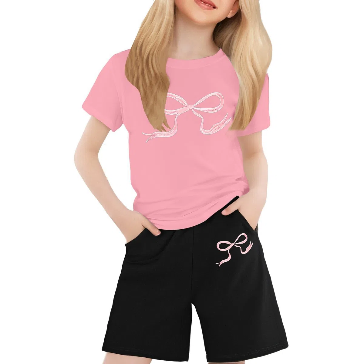Generisch Trainingsanzug Kinder Mädchen Kurz 2 Teiler Sommer Sport Outfits Baumwolle Los Angeles Kurze Hose Und Tshirt Set Lässige Sportbekleidung Jogging Sportanzug Locker Jogginganzug