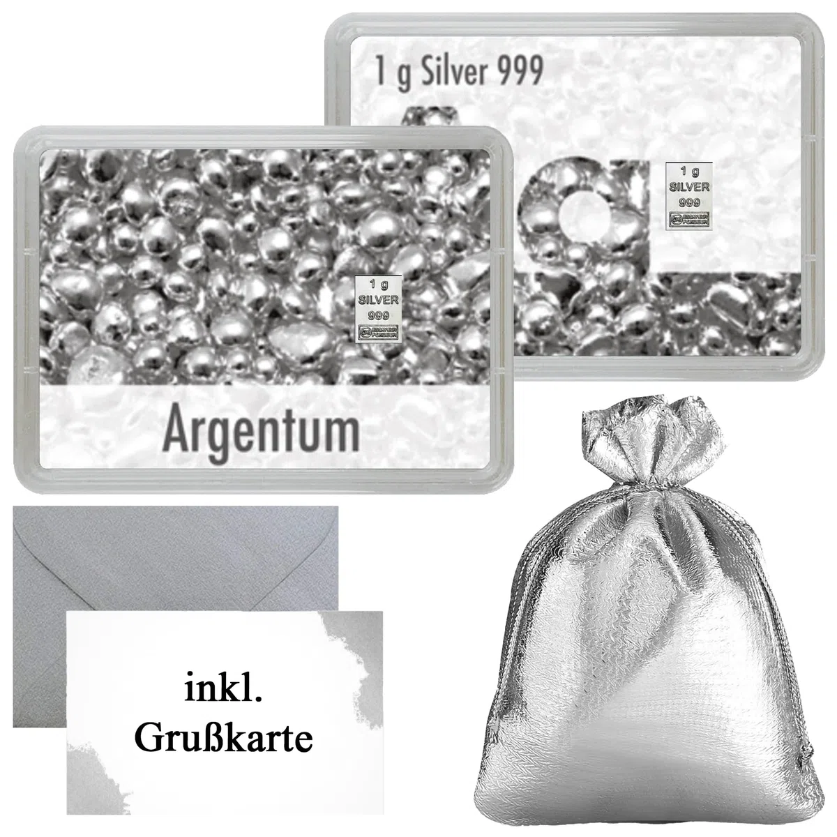 1g Silberbarren in Flip-Motivbox „Argentum“ von Silberstücke24 – Feinsilber 999 CombiBar – Wackelbild-Design – Geschenkfertig