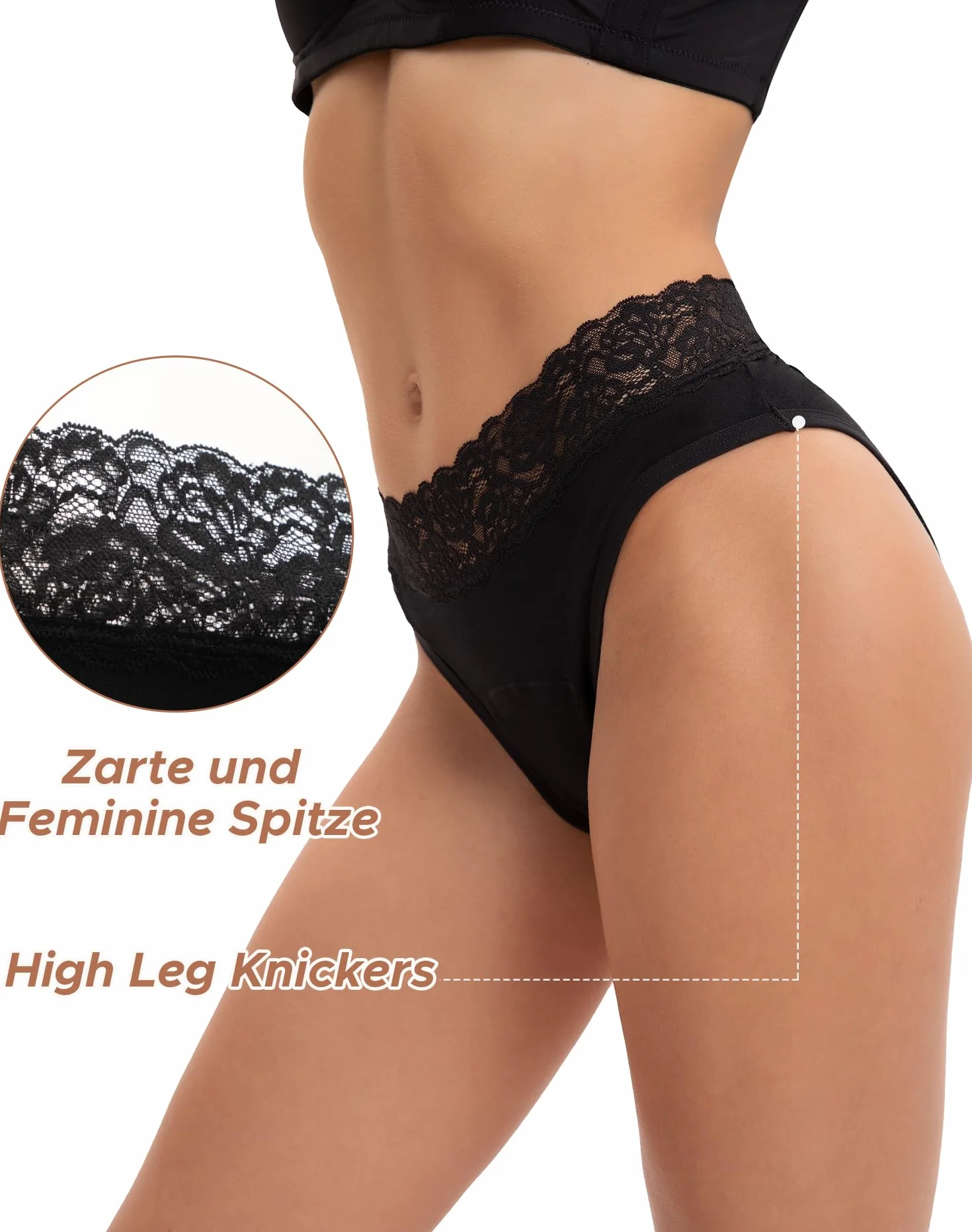 INNERSY Periodenunterschwäsche Leichte/Mittlere Blutung Menstruation Periodenslip Spitze 3er Pack