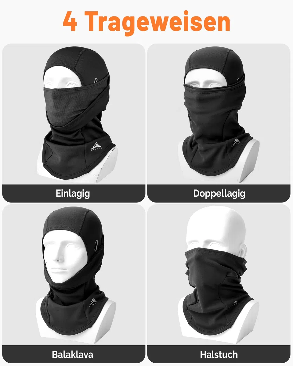 GXCROR Sturmhaube Balaclava Skimaske – doppellagig, Winddicht & warm für Winter, Motorrad, Ski, Unisex