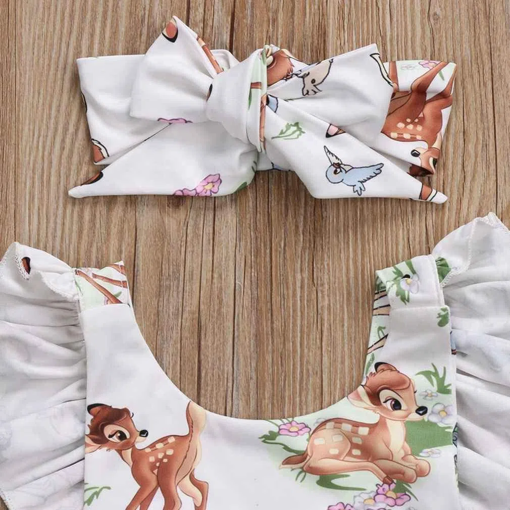 SAMGU Baby Spielanzug Kleinkinder Sommer Schmetterling Stirnband Ärmellose Outfit Sets für 0-18 Monate