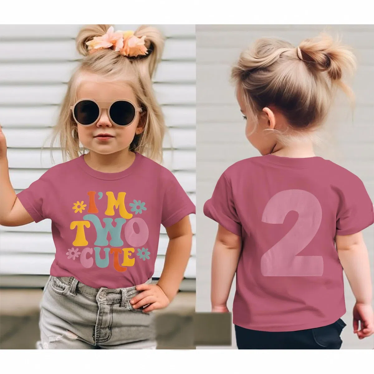 2. Geburtstag T-Shirt für Mädchen “I'm Two Cute” Drucker Shirt Zweiter Geburtstags Shirts Geburtstagsfeier Kleidung Sommer Kurzarm Top Weiches Rundhals Tshirt 2 Jahre Kinder Outfi