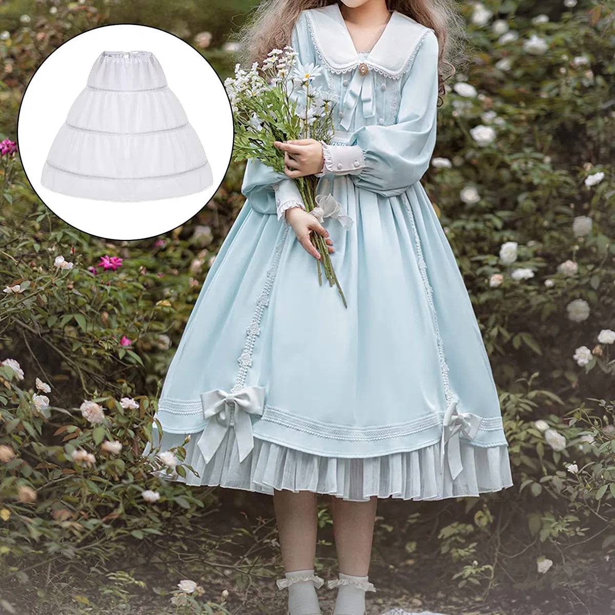 Unterröcke Crinoline Brautkleid Petticoat Unterrock Ballkleider Abendkleider Unterro-ck Reifro-ck Petticoat Kleid Hochzeit Mädchen Reifrock Hochzeit Zubehör (weiß)