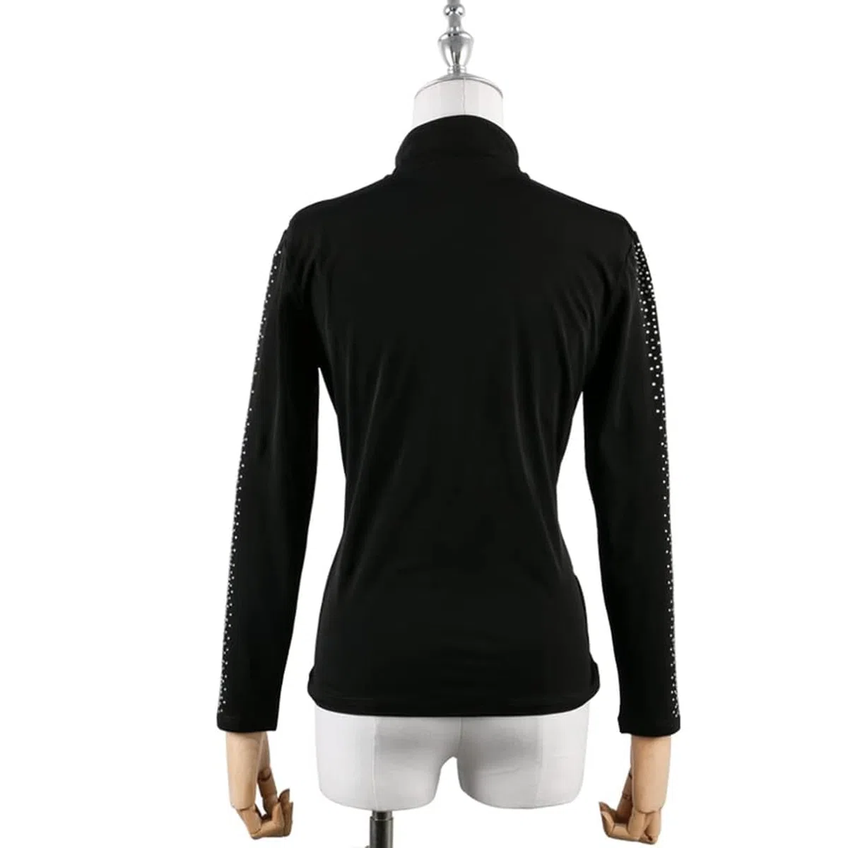 LIUHUO Eiskunstlauf Trainingsanzug Jacke Mädchen Strass Vertikale Streifen Schwarz