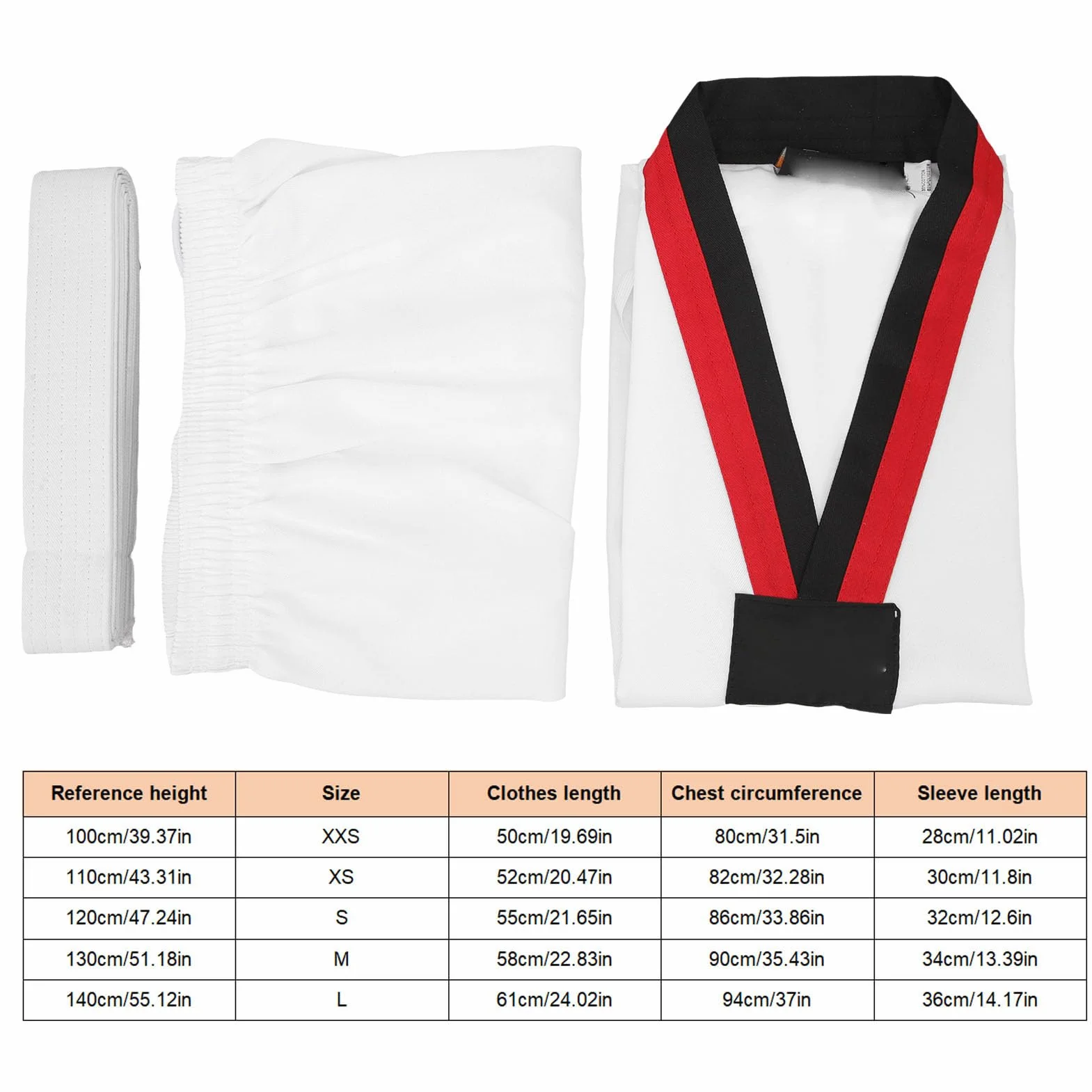 VGEBY Taekwondo-Uniform für Kinder, Bequem, Langlebig, Taekwondo-Trainingsuniform, Atmungsaktiv, Weich, für Kinder, Sport-Karate-Uniform, Kinder-Taekwondo-Dobok mit Gürtel für das