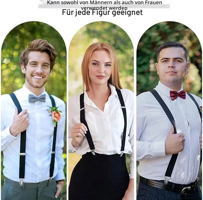 Hosenträger Herren, X-Form, mit starken Metall-Clips, robuste Hosenträger, Einstellbar und Elastische Einheitsgröße für Damen und Herren